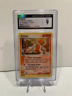 CGC 9 MINT Torkoal 2003 EX Dragon 12/97 Holo DOUBLE SWIRL Pokemon Card - Image 4