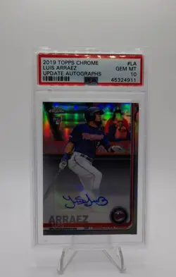 2019 Topps Chrome Update Series - Autographs Luis Arraez #CUA-LA (AU, RC) PSA 10 - Image 1