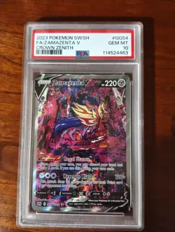 2023 POKEMON SWORD & SHIELD CROWN ZENITH #GG54 FULL ART/ZAMAZENTA V PSA 10 - Image 1