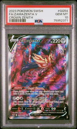 ZAMAZENTA V GG54/GG70 POKEMON SWORD & SHIELD CROWN ZENITH FULL ART PSA 10 2023 - Image 1