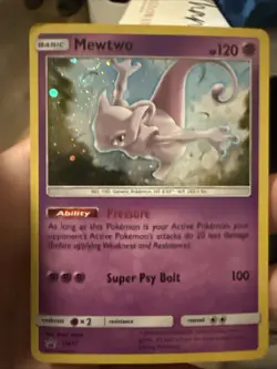 Pokemon Mewtwo TCG SM77 Cosmic Holo Black Star Promo Card - Image 1