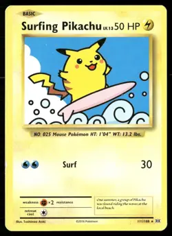 Surfing Pikachu 111/108 Secret Rare Evolutions Pokemon MP - Image 1