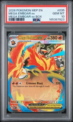 2026 POKEMON MEP EN-ME BLACK STAR PROMO MEGA EMBOAR EX BOX MEGA EMBOAR EX PSA 10 - Image 1