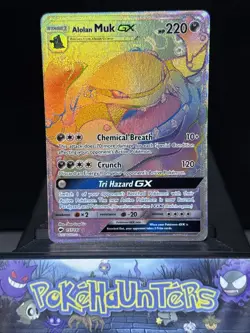 Pokemon Card Alolan Muk GX 157/147 Burning Shadows Holo Rainbow Secret Rare LP - Image 1