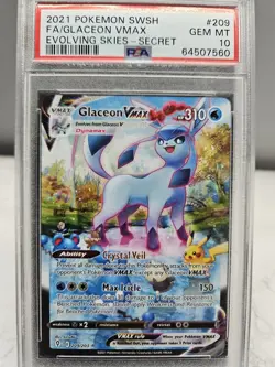 Pokemon 2021 Evolving Skies Glaceon VMAX 209/203 Secret Holo Alt Art PSA 10 - Image 2