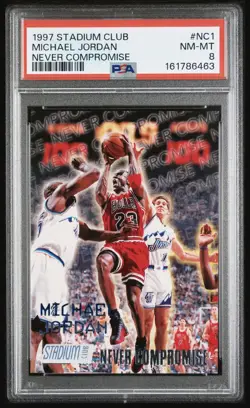 1997 Topps Stadium Club Michael Jordan #NC1 Never Compromise Bulls PSA 8 NM-MT - Image 1