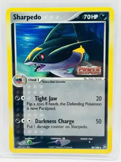 Pokemon TCG - Sharpedo 38/108 Reverse Holo Stamped - EX Power Keepers NM/LP - Image 1