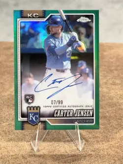 2026 Topps Chrome Carter Jensen Rookie Green Refractor Auto #RA-CJ Royals RC /99 - Image 1