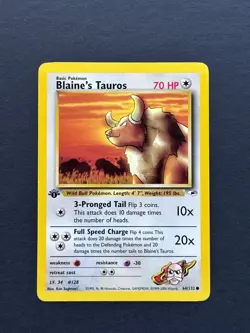 Blaine's Tauros 1st Edition Gym Heroes Set - 64/132 Pokemon Card [2000] - Image 1