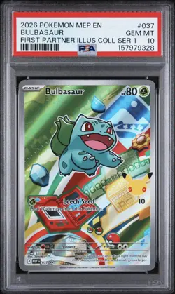 2026 POKEMON FIRST PARTNER ILLUSTRATION COLLECTION PROMO #037 BULBASAUR PSA 10 - Image 1
