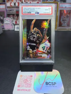 1996 Topps Stars George Gervin Golden Season Refractor #68 PSA 10 💎 Mint Pop 2 - Image 3