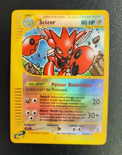 2002-Pokemon-Scizor #032/147- Reverse Holo-Rare Aquapolis-Stage 1-Near Mint/M. - Image 1