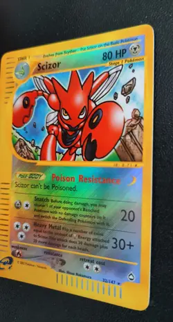 2002-Pokemon-Scizor #032/147- Reverse Holo-Rare Aquapolis-Stage 1-Near Mint/M. - Image 2