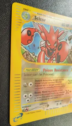 2002-Pokemon-Scizor #032/147- Reverse Holo-Rare Aquapolis-Stage 1-Near Mint/M. - Image 3