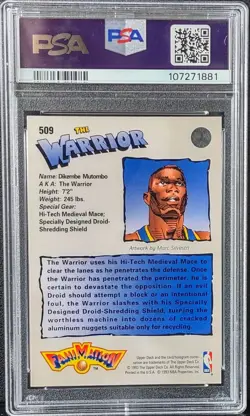 1992-93 UD Fanimation Dikembe Mutombo The Warrior #509 PSA 8 Denver Nuggets HOF - Image 2
