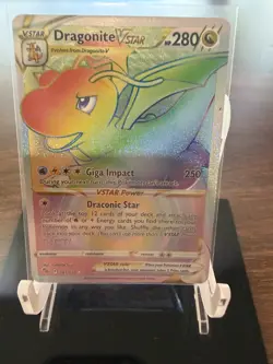 Pokemon Go Sword & Shield Dragonite VStar Rainbow Secret Rare 081/078 NM - Image 1
