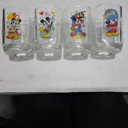 2000's McDonald Disney Mickey Mouse Glass Cups - Set of 4 - Image 1