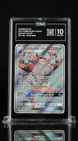 2019 POKEMON SUN & MOON TEAM UP #167 FULL ART/INCINEROAR GX TAG 10 GEM MINT - Image 1