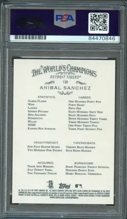 2013 Topps Allen and Ginter #138 Anibal Sanchez Signed Card PSA Slabbed Auto 10 - Image 2