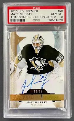 2015 Matt Murray UD Premier Gold Spectrum Auto /15 Rookie RC *** PSA 10 - Image 1