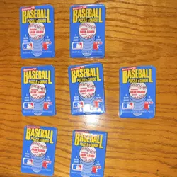 Donruss 1986 Baseball Puzzle & Cards 15-Card Packs Lot of 7 (Sealed) Hank Aaron - Image 1