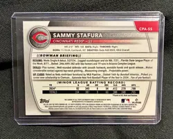 Sammy Stafura 2025 Bowman Chrome 1st Blue X-Fractor Auto /150 🔥 Reds - Image 2