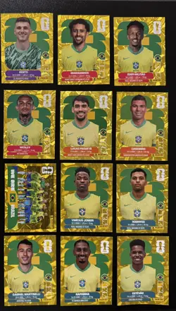 Panini World Cup 2026 Gold Crumple Brazil Complete Team Set 20 Stickers Vini Jr - Image 3