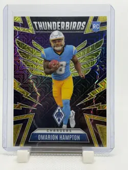 2025 Panini Phoenix - Omarion Hampton Thunderbirds Yellow Mojo 9/49 RC Chargers - Image 1