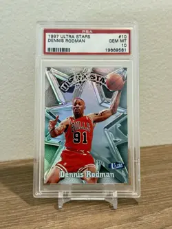 1997 Fleer Ultra Stars #10US Dennis Rodman PSA 10 💎 SSP • POP 7 • Chicago Bulls - Image 1