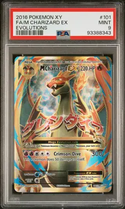 2016 POKEMON XY EVOLUTIONS #101 FULL ART/M CHARIZARD EX PSA 9 - Image 1