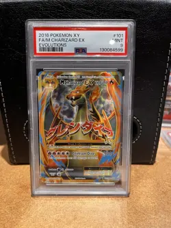 2016 Pokemon XY Evolutions Mega M Charizard EX Full Art 101/108 PSA 9 MINT - Image 1