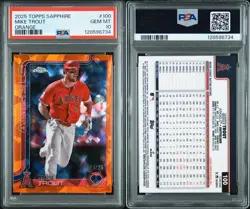 2025 Topps Chrome Sapphire Mike Trout Orange Refractor #/25 PSA 10 POP 5! 🔥🔥 - Image 2