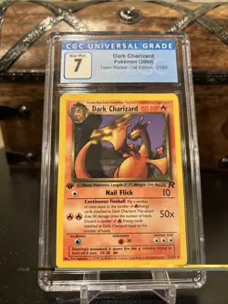 Pokemon 2000 Dark Charizard Non-Holo 21/82 1ST EDITION Team Rocket CGC 7 NM - Image 1