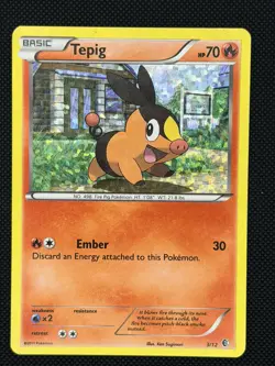 Pokemon Tepig 3/12 - Mcdonalds Promo 2011 - Confetti Holo Card LP - Image 1