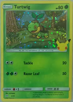 Turtwig - Holo - 4/25 - McDonalds 2021 25th Anniversay - Pokemon Card Game Mint - Image 3