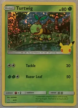 Turtwig - Holo - 4/25 - McDonalds 2021 25th Anniversay - Pokemon Card Game Mint - Image 5