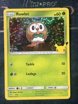 Rowlet 7/25 Holo Mcdonalds Promo 25th Anniversary (2021) Mint Pokemon Card - Image 1