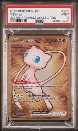 2023 Pokemon Metal TCG Mew EX 205/165 UPC Promo Scarlet & Violet 151 Gold PSA 9 - Image 1