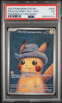 2023 POKEMON SVP EN-SV BLACK STAR PROMO #085 PIKACHU WITH GREY FELT HAT PSA 5 - Image 1