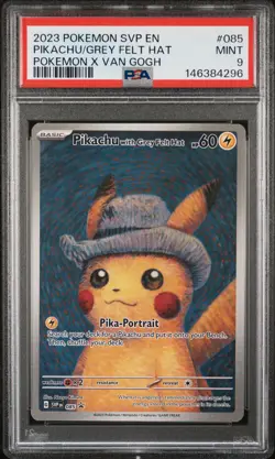 2023 POKEMON SVP EN-SV BLACK STAR PROMO #085 PIKACHU WITH GREY FELT HAT PSA 9 - Image 1