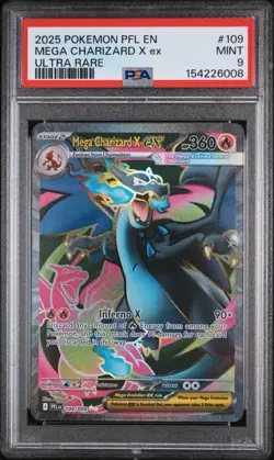 2025 POKEMON PFL EN-PHANTASMAL FLAMES ULTRA RARE #109 MEGA CHARIZARD X EX PSA 9 - Image 1