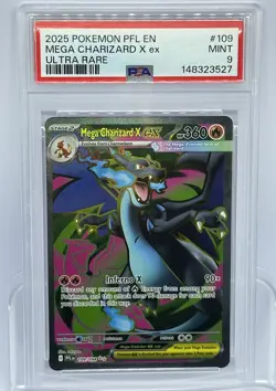 2025 Pokemon PFL EN Phantasmal Flames Mega Charizard X EX Ultra Rare #109 PSA 9 - Image 1