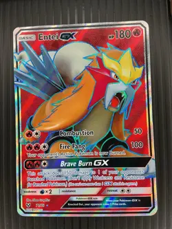 Pokemon Entei GX TCG Full Art Shining Legends Card 71/73 Ultra Rare NM Condition - Image 1