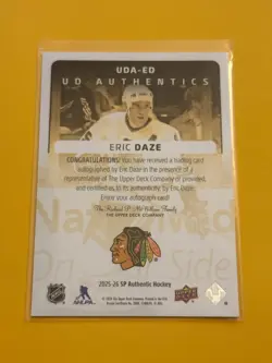 2025-26 SP Authentic Eric Daze UD Authentics Auto Chicago Blackhawks UDA-ED - Image 2