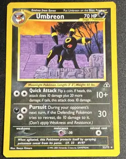 Umbreon 32/75 Neo Discovery Rare Regular Eng 2001 Unlimited Pokemon TCG - HP - Image 1
