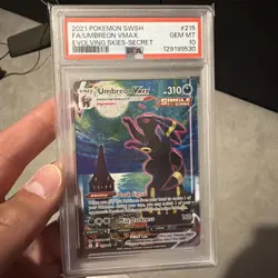 Pokemon TCG Umbreon VMAX Evolving Skies Holo Card 215/203 Moonbreon, PSA 10 - Image 1