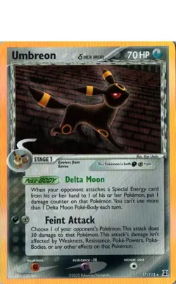 Pokemon TCG EX Delta Species Umbreon Holo Rare 17/113 Crease LP - Image 1