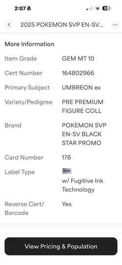 Pokemon TCG Umbreon EX 176 - Image 3