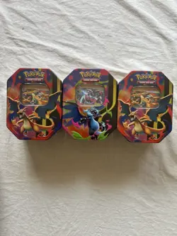 Pokemon TCG - Mega Charizard X & Y ex Tin (Set of 3 Tins) - Brand New Sealed ✅ - Image 1