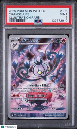 2025 Pokemon WHT EN-White Flare Chandelure Illustration Rare PSA 9 103/86 - Image 1
